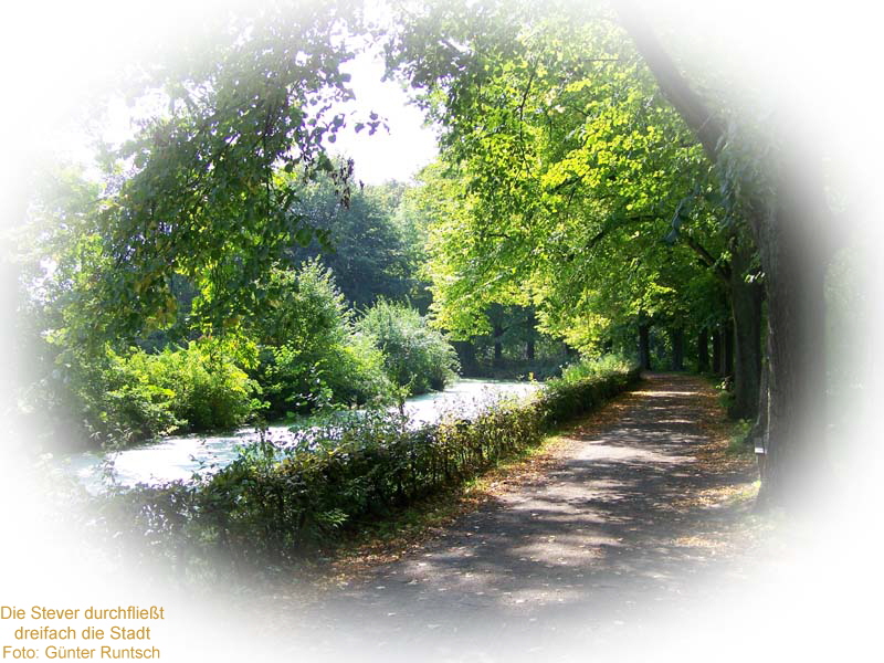 Der Steverwall verbindet Burgen und Stadt 